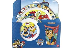 ‎PALLEON Paw Patrol Kinder-Geschirr Set mit Teller, Müslischale und Becher (wiederverwendbar)
