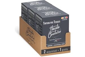 HAUTE COUTURE - Colorante Per Tessuti Grigio - 3 x 350g - Tintura per Tessuti Tutto in uno - Pronta all'uso per Vestiti e Tessuti