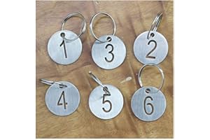 Sourcemall - Etiquetas numeradas redondas con llavero de acero inoxidable (1-25)