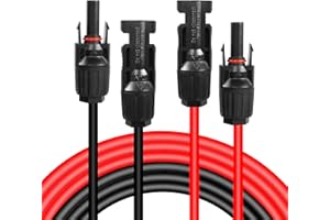 GELRHONR 10AWG 6mm² Solar Panel Extension Cable with Female and Male Connectors,Solar Panel Adaptor Kit for Solar Panels, Photovoltaic Systems(Red+Black) (10AWG 3M/9.8FT)