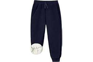 Volunboy Pantaloni Jogging Bambini in Pile, Vita Elastica Tasche Laterali per Scuola Sport Inverno