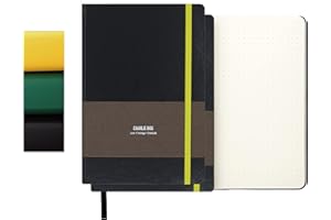 TUNJILOOL 2-Pack A6 Dotted Notebook - Leather Hardcover, 192 Pages 80GSM Thick Paper, Elastic Band & Inner Pocket for Creative Planning, Sketching, & Daily Notes