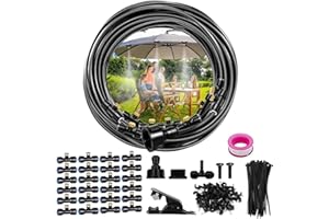 FQUVSP 20 m mgiełka mgiełka, system nawadniania, system misting, do użytku na zewnątrz, z 24 mosiężnymi dyszami przeciwmgielnymi, chłodzenie mgłą, do ogrodu, szklarni, parasola przeciwsłonecznego