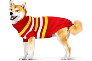 SPARDAR Dog Jumper Large, Winter Pet Sweater Classic Stripe Turtleneck Thick Warm Dog Clothes for Labrador, Doberman and Golden Retriever