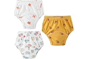 Yealoo Lot de 3 Culotte d'apprentissage en Coton pour Garçon, Lavable et Réutilisable, pour l'Entraînement à la Propreté, pour Les Enfants de 1 à 3 Ans