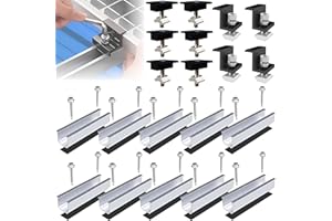 ANFIL® Supporto per Tetto in Metallo, 12 cm, Guide e Accessori, Regolabile, in Alluminio, per Montaggio Solare, Tetto Piatto, Applicabile, Pannelli Solari, Spessore 30-35 mm (per 4 pannelli solari)