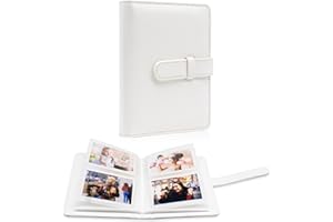 AMIMY 64 Pockets Photo Album Book for 2x3 Inch Film - Mini Small Albums for Fujifilm Instax Mini Instant Camera, for Polaroid Hi-Print Pictures, Kpop Photocard Holder Binder (White)