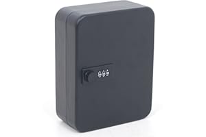 ABN Finest Combination Key Cabinet Box Wall Mounted Safe Lock Storage Cupboard Holder Keybox Press Lockable Store Metal with 20 Hook Tags - Black