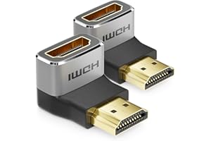 deleyCON 2 Sztuki Złącze Adaptera HDMI 8K@60Hz / 4K@120Hz UHD 7680x4320 Aluminium HDMI 2.1 ARC HDR10+ Dolby Vision VRR ALLM 48 Gb/s 90° pod Kątem Szary Czarny