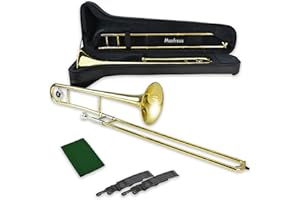 Montreux Student Bb Trombone for Beginners with Lightweight Protective Carry Case, 12C Mouthpiece - Lacquer Brass, 8 inch / 20 cm Bell, B Flat