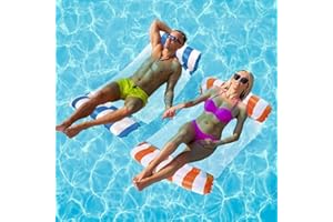 YIFMOO 2 Stück Wasserhängematte Luftmatratze Pool, 4 in 1 Wasser Luftmatratze mit Netz, 128 * 70cm Aufblasbares Hängematte Pool Zubehör, Wasserspielzeug Luftmatratze für Erwachsene und Kinder
