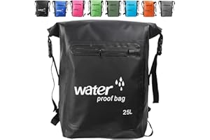 MORAINJAY 25L Sac à Dos Étanche,Sac étanche Polyvalent avec Poches Externes,Fermeture Enroulable avec Bandoulière Réglable,Confort Imperméable pour Bateau/Kayak/Rafting/Natation/Camping/Snowboard