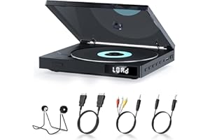 MAITE Przenośny mini odtwarzacz CD DVD z głośnikami HiFi do TV, mobilne ładowanie kablem micro USB, wejście USB, gniazdo AUX 3,5 mm, słuchawki w zestawie, kabel HDMI AV