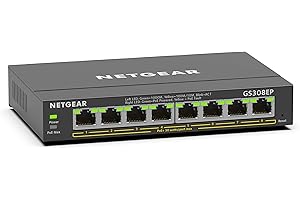 NETGEAR Switch Ethernet 8 porte PoE Gigabit Plus GS308EP - con 8 x PoE+ @ 62W - Montaggio a parete o da scrivania