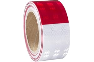 XFXIA Ruban adhésif réfléchissant Rouge et Blanc - 10 m x 5 cm - Étanche - Ruban d'avertissement pour véhicules, Voitures, remorques, Bateaux