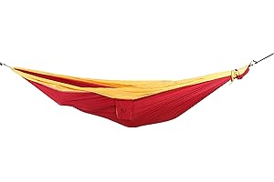 Ticket To The Moon Hamaca Original Liviana, 1-2 Personas, Comercio Justo y Hecho a Mano, BORGOÑA/Amarillo Oscuro, para Viajes, Camping y Uso Cotidiano, XL 3.2 * 2m, 600g, Seda de paracaídas
