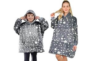 ALLEN & MATE Hoodie Blanket for Kids Adults, Oversized Blanket Hoodie, Warm Dressing Gown, Soft Fleece Hooded Robe, Gifts for Boys Girls Teens Adults (,)