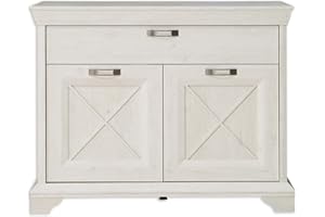 Forte Kashmir Kommode mit 2 Türen und 1 Schublade, Holzwerkstoff, Pinie Weiß, B x H x T: 123,3 x 95,9 x 48,2 cm