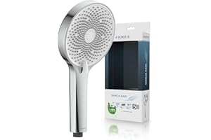 SCHÜTTE Samoa Rain Hand Shower, Velvet Jet Technology, Shower Head with Over 300 Nozzles, 3 Adjustable Jet Types, Anti-limescale Shower Head for the Shower, White