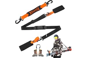 TOGTHERKINGS 2 Pezzi Tracolla per Sci, Cintura per stivali da sci, Cinghia da Sci Regolabile, Cinghia per Sci da Snowboard, Tracolla per Sci Portatile, Adjustable Snowboard Strap, per Il Trasporto di Sci e Bastonc