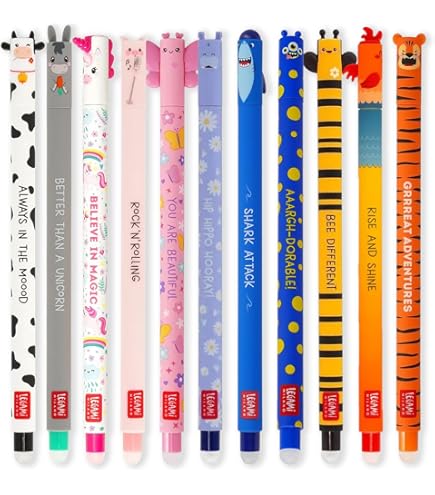 YOYTOO Erasable Gel Pens, 10 Colors Retractable Cartoon