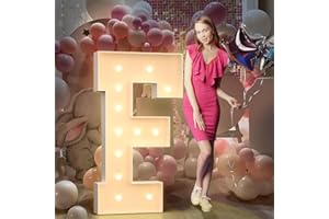 MIXIFOX 4FT Light Up Letters Birthday Decoration: Large Cardboard Letters F for Party, Marquee Letters for Graduation Decorations Baby Shower Wedding Decor, Mosaic Balloon Arch Stand Pre-cut DIY Number