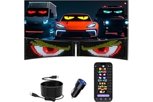 JDVOOTD Devil Eyes Light Car Sign - 2PCS 23" X 5" Colorful Soft LED Sign Screen for Car Windows - Large Programmable Flexible LED Screen - DIY Dynamic LED Big Eye Lights for Windshield APP Control