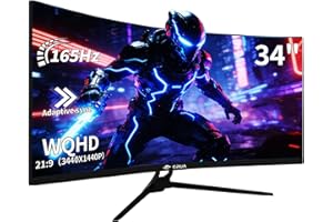 ‎CRUA CRUA 34Inch Ultrawide Gaming Monitor,(3440 * 1440P) 165Hz Curved Monitor,99% sRGB,Computer Monitor Supports AMD Freesync,Wall Mountable Installs(HDMI,DP) WQHD Monitor for Gaming,Photo Editing