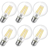 LVWIT E27 LED Globe Decorative Edison Bulbs (Fat Cap) - 6.5W Equivalent to 60W, 806 Lumens, Warm White 2700K Retro Vintage Bu