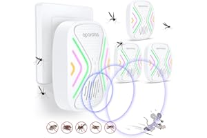 TIPTOP HOME Repellente ad Ultrasuoni per Topi,Antizanzare Ultrasuoni per topi 4 Pack,Repellente Ultrasuoni Antizanzare Ultrasuoni Anti Topi Interno DispositivoTopi Insetti Ratti Scarafaggi Ragn