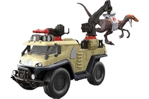 MATTEL Jurassic World - Dominion Furgone Cattura e Distruggicon dardo tranquillante, gru con artiglio, ruote che girano, 2 pezzi staccabili, 1 dinosauro, Giocattolo per Bambini 4+ Anni, GWD66