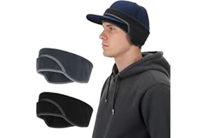 Prasacco 2 Pcs Ear Warmer Headband for Men And Women, Winter Running Gear, Windproof Earmuffs Winter Weather Headband Ear Warmer for Skiing Cycling Sport (Black + Dark Grey)