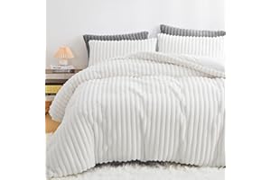 Menkala Warm Fleece Winter Bettwäsche 135x200 Weiß Cashmere Touch Plüsch Bettbezug 2 Teilig Flauschig Kaninchenfell Fleece Microfaser Creme Winterbettwäsche mit Reißverschluss & Kissenbezug 80x80