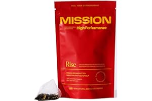 MISSION FUELLING EXTRAORDINARY MISSION - Rise Tea - English Breakfast Tea with Yerba Mate, Gotu Kola & Ginkgo Biloba - Improve Performance - 10 Pyramid Tea Bags