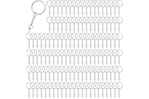 150 Anillos de Llavero, llaveros Chostky, en Blanco, Llavero Dividido con Cadena de eslabones Abiertos, Anillos de Salto y Pasador de Tornillo de Ojo de Metal, Piezas de Anillo para Manualidades
