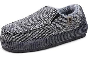 ONCAI Pantofole da Uomo Invernali in Comfort Cotone Strisce feltro, Caldi Chiusi Sul Retro in Velluto a Coste, Yoga Mat Suole in Antiscivolo Gomma Interni ed Esterni Taglia 40-48