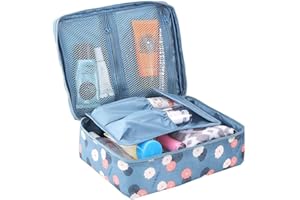 LKMY - Trousse de maquillage portable avec impression florale, imperméable, multi-poches, pour femmes et filles, idéale pour voyager