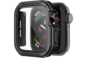 Recoppa Rugged Apple Watch Case 44mm with Screen Protector, Durable Military Grade Protective Cover for Apple Watch SE 6 5 4 (Black)