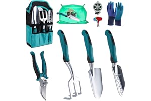 ELEKTHEIM Zestaw narzędzi ogrodowych, 12 sztuk narzędzi ogrodowych, praktyczna torba do przechowywania i antypoślizgowy uchwyt, idealny prezent ogrodowy dla kobiet i mężczyzn