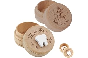 HZZXCH 2Pcs Tooth Fairy Box 3D Tooth Keepsake Box Cute Wooden Children's Deciduous Teeth Commemorative Boxes Baby Tooth Storage Box to Keep The Childhood Memory for Tooth Loss Baby Birthday Gifts