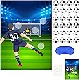 PLULON Soccer Party Games for Kids Pin The Soccer on the Goal Birthday Party Games Football Poster with Soccer Ball Stickers for Soccer Birthday Party Supplies Classroom Family Activities