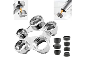 CHUAINXIN Llave Aireador Grifo Universal, 10 en 1 Universal Aerator Key de Desmontaje, Llave de Extracción Aireadore de Filtro con 7 Adaptadores, Eficiente Herramienta para Repuesto de Filtros de Baño y Cocina