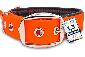 PetTec Obroża dla dużych i małych psów z Trioflex™ | odporna na warunki atmosferyczne i regulowana w kolorze | obroża dla psa w kolorze czerwonym, brązowym, czarnym i błyszczącym pomarańczowym