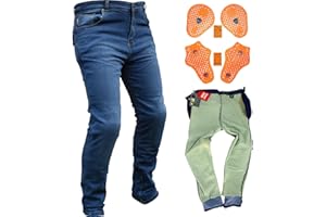 RTX Leathers Motorcycle Touring 3D Flat Level 2 Armoured Stretch Denim Dual Layer Biker Jeans - Full Aramid Lined Abrasion Burst Resistance Protection Safety Wear