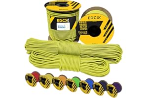 EdcX 3 mm Nylon Paracord 425 (15, 30, 50 and 100m) – 3 mm Type II, 100% Nylon Rope, 3 Strand Rope, 3 mm Nylon Rope in Many Colors (Sofit Yellow, 50 m)