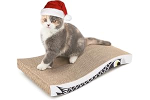 COCHING Conlun Cat Scratcher Cat Scratching Board Cardboard Cat Scratchers with Premium Scratch Textures Design Curved Shape Reversible Use Durable Scratching Pad (Large-Black)