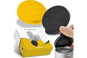 FRISCHFRESH Couvercle pour canettes de boisson: 0,25/0,33-0,5l+ (noir/jaune, 0,33-0,5l+) (Conforme REACH, BPA-free) Parfaite protection en festivals, à la plage, dans le jardin et en déplacement