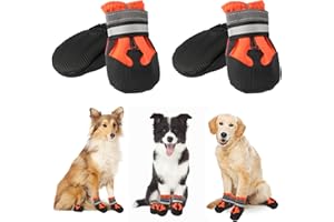 QKURT 4 Stück Hundeschuhe, Hundestiefel Pfotenschutz, wasserdichte Hundeschuhe mit Reflektierenden Riemen, Verstellbare, Waschbare, Pfotenschützer für Kleine, Mittlere und Große Hundee