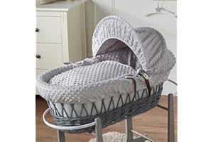 For Your Little One Moses Basket Bedding Set – Waffle & Dimple Designs with Hood, Quilt & Bumper | Soft & Breathable (Moses Basket Not Included!) (Dimple, Grey)