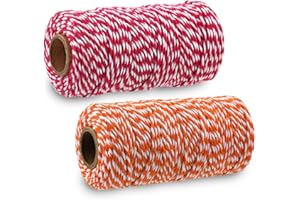 Fezf 2 Rollen Zweifarbiger Baumwollfaden，Schnur,Paketschnur,Baumwollkordel,Zum Basteln Und Verpacken